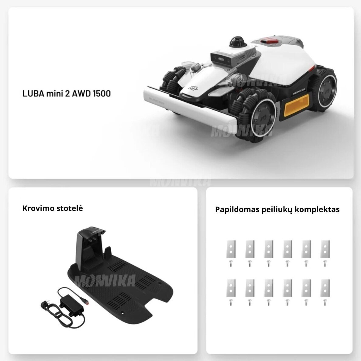 Belaidis robotas vejapjovė Luba Mini 2 AWD LiDAR 1500 + plovimo stovas DOVANŲ 1 Belaidis robotas vejapjovė Luba Mini 2 AWD LiDAR 1500 + plovimo stovas DOVANŲ 1