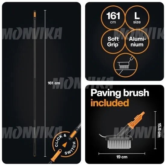 Fiskars OneClick grandiklis trinkelių valymui + kotas L 2 Fiskars OneClick grandiklis trinkelių valymui + kotas L 2